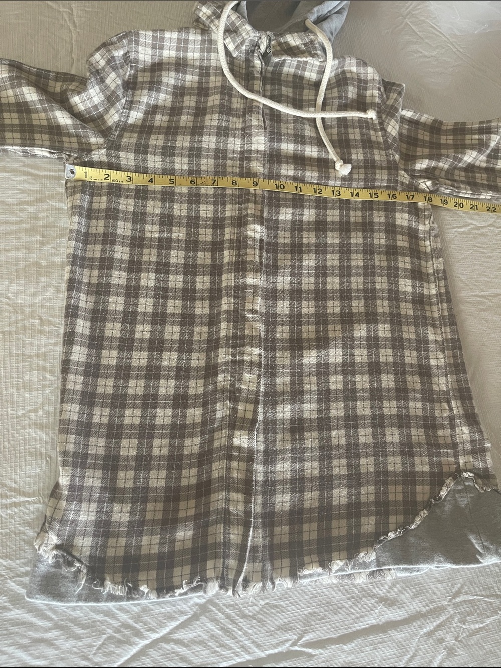 Gilded Intent Distressed Flannel Jacket with Hood EUC Size XS - Picture 9 of 14